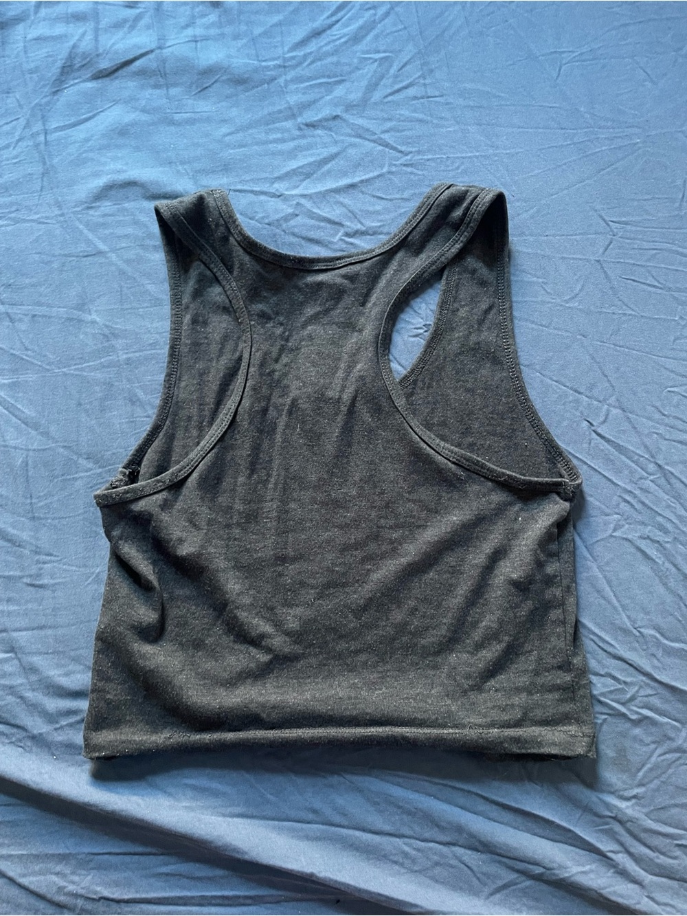 Gray Racerback Crop Tank Top - Picture 2 of 3